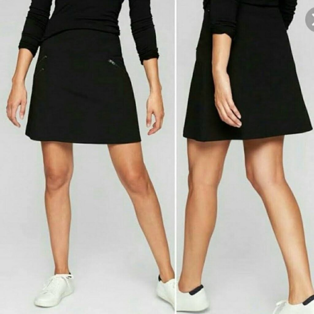 Athleta Black Ponte Moto Skirt size 4 black EUC